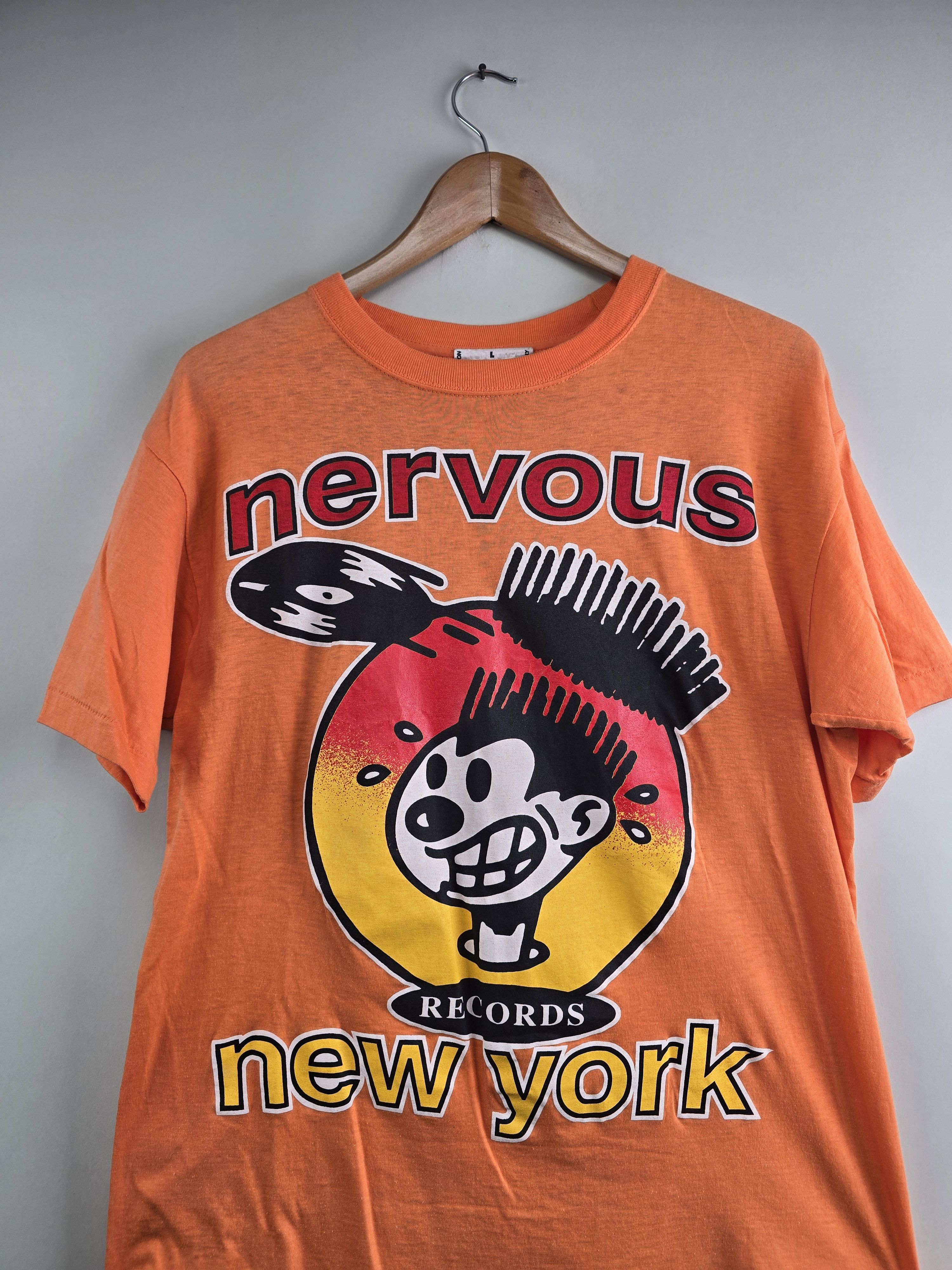 Band Tees × Rap Tees × Vintage 90s Nervous Records New York Helter Skelter L 20.5" 27" Size US L / EU 52-54 / 3 - 2 Thumbnail