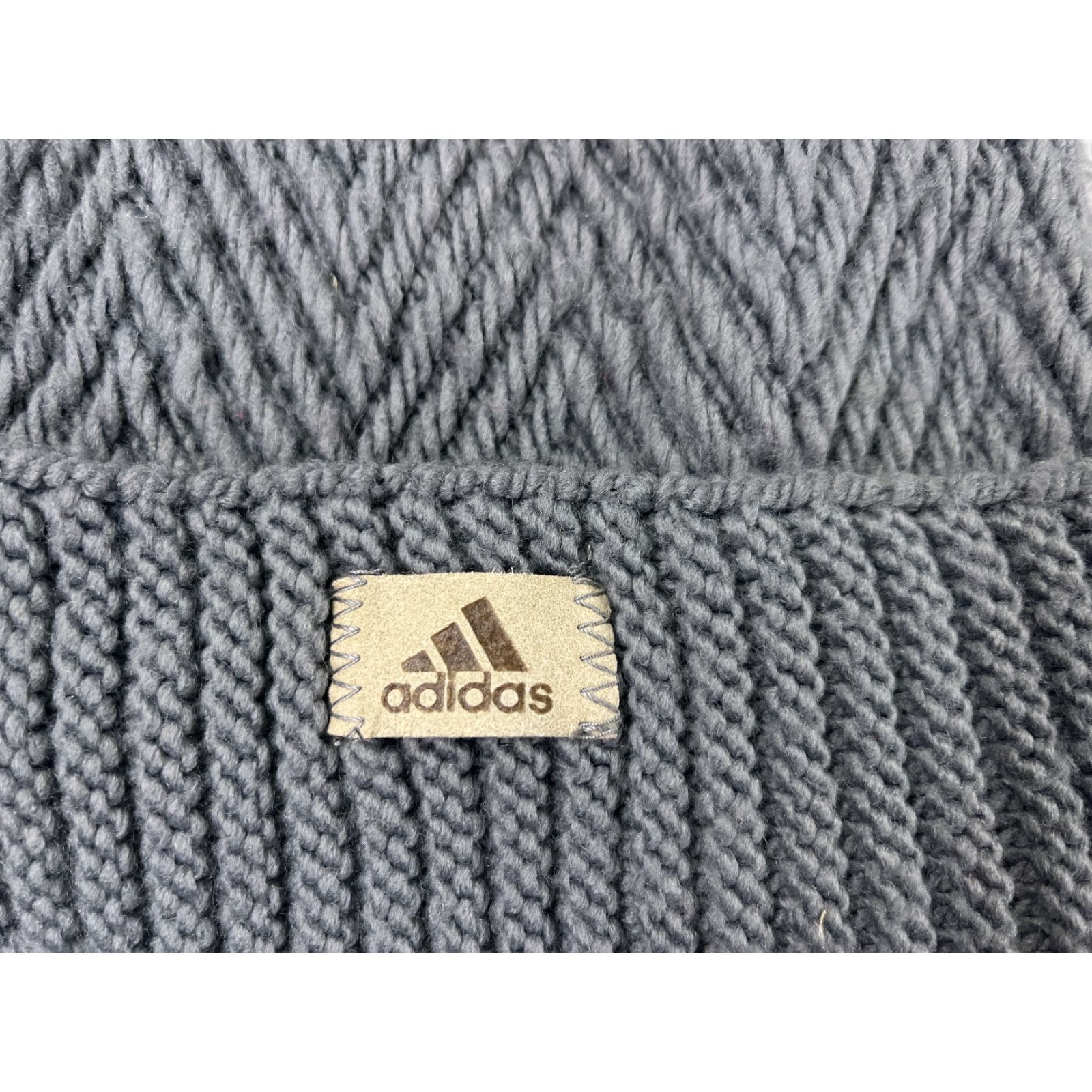 Adidas Adidas Beanie Hat Knit One Size Gray Logo Ski Pom Adult Mens Beanie Size ONE SIZE - 2 Thumbnail