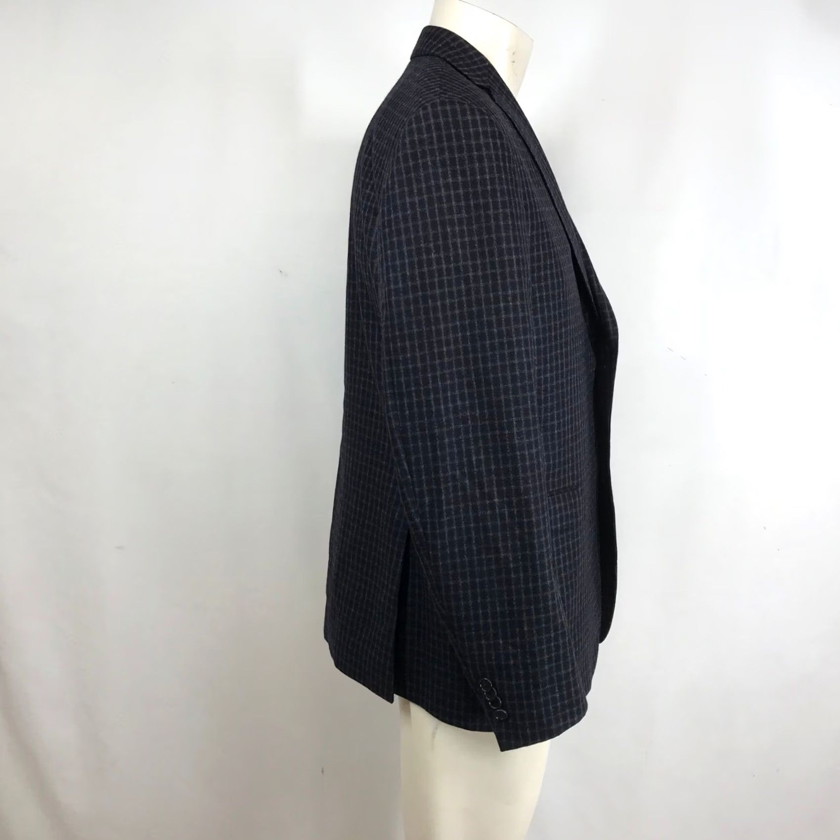 Z Zegna Z Zegna Navy Grey Wool Blazer Jacket Drop 7 Slim-Style Double-Vented Notch Lapel Two-Button 50 Regular Men’s Small-Pattern Blazer Cardigan? Size 50R - 4 Thumbnail