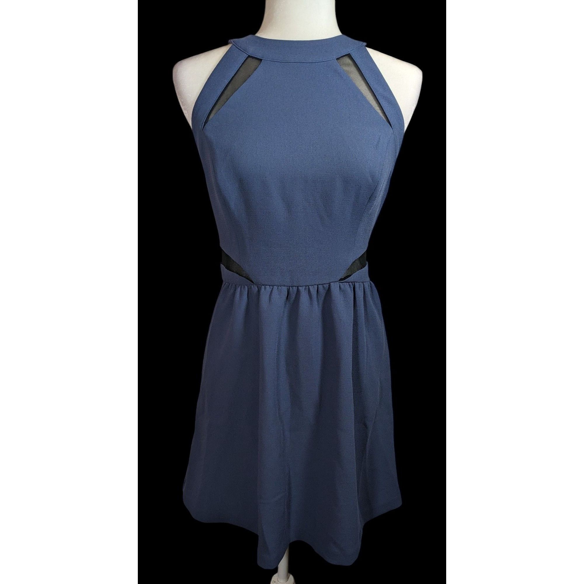 blue and black mesh dress Fendi Fendi Blue Ff Vertigo Knit Minidress - BOPF