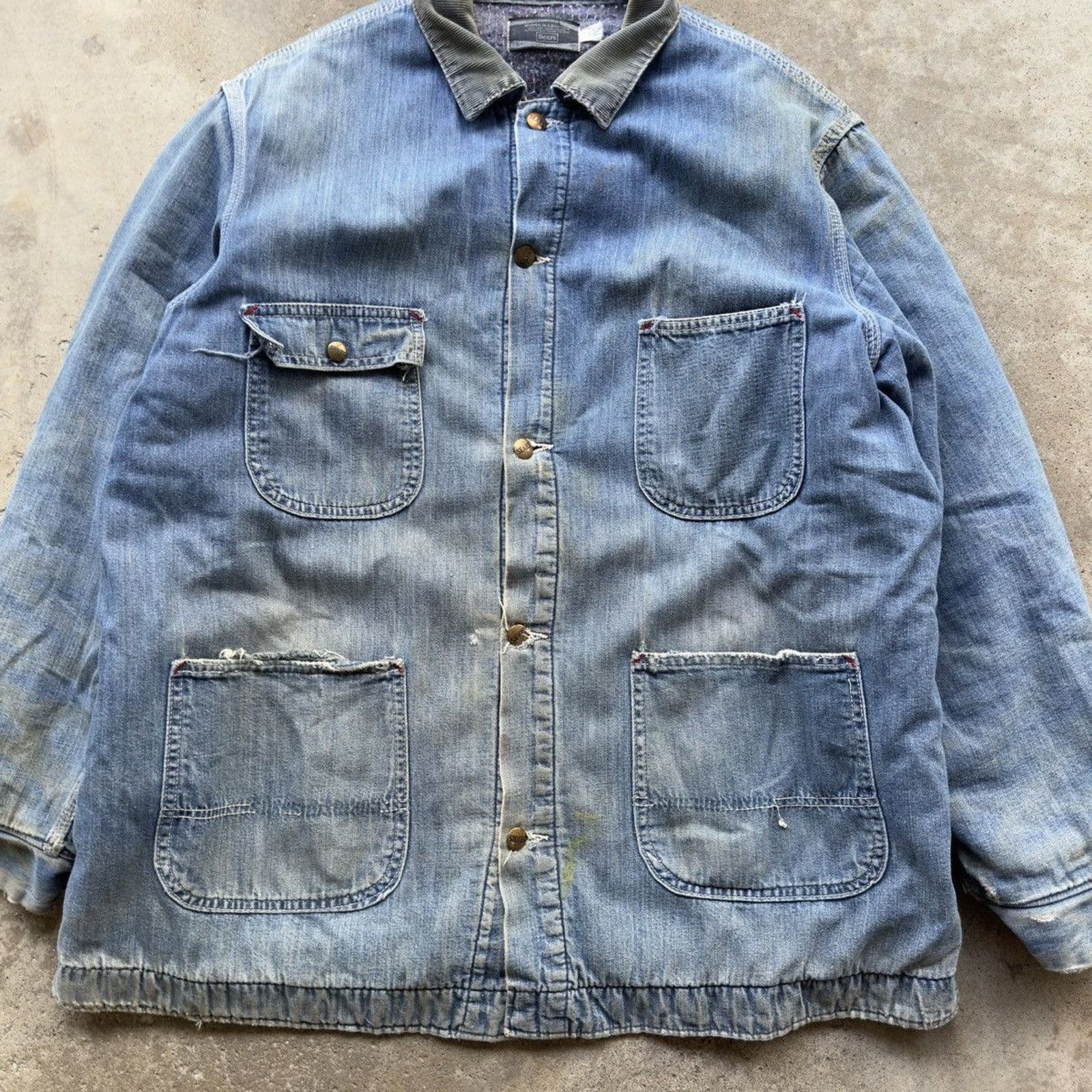 Vintage Thrashed Faded Distressed Sears Chore Coat ERD Grunge RRL Size US XL / EU 56 / 4 - 9 Thumbnail