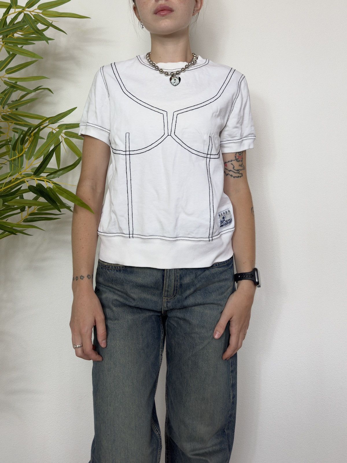 Kenzo VINTAGE KENZO MEMENTO STITSC BRA TEE Size S / US 4 / IT 40 - 7 Thumbnail