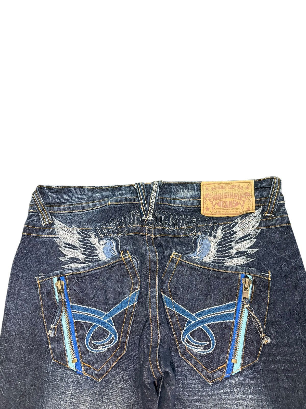 If Six Was Nine Vintage Japanese Brand Double Wing Distress Flare Jeans Size 32" / US 10 / IT 46 - 4 Thumbnail
