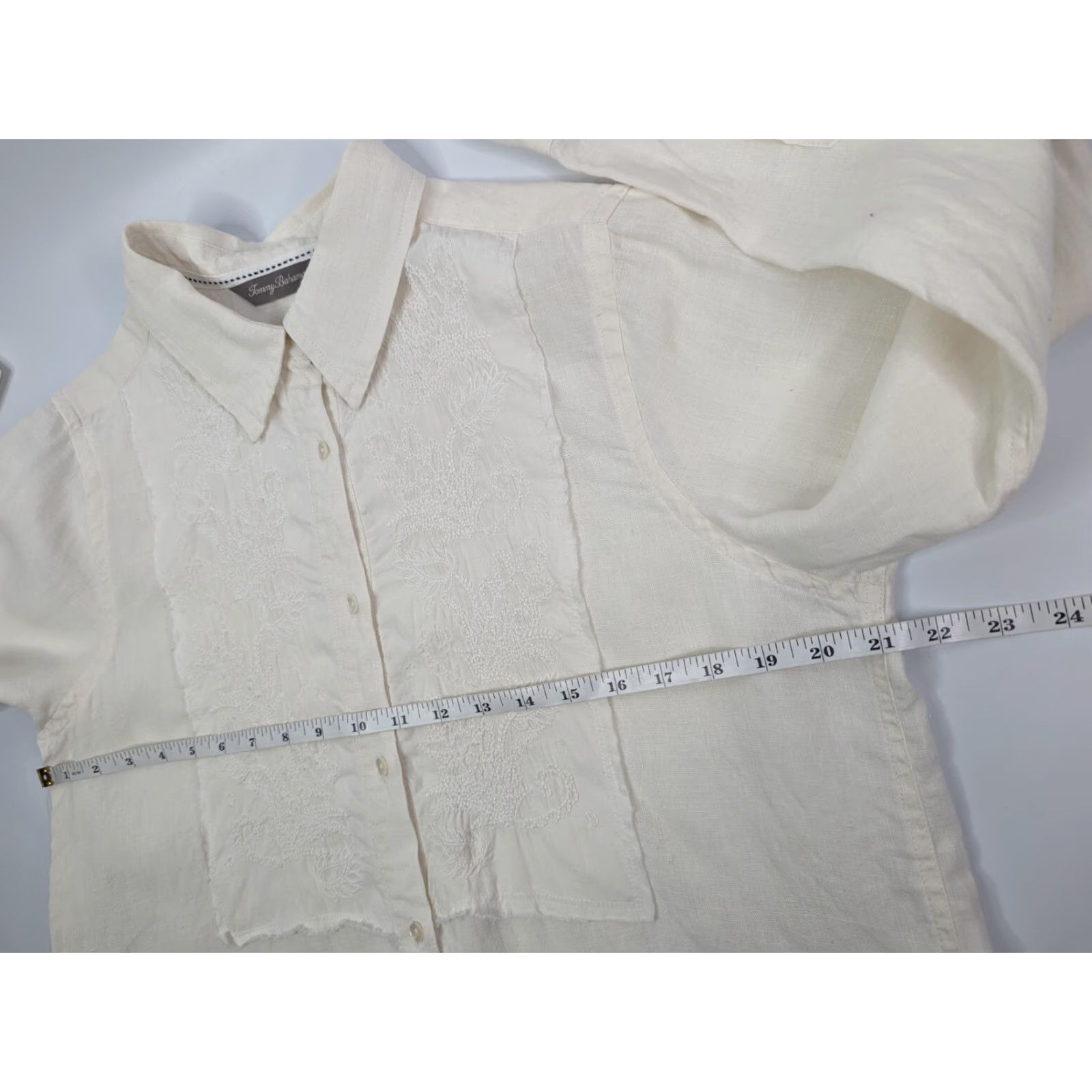 Tommy Bahama Tommy Bahama Shirt Women’s Size L Beige Linen Button-Up Long Sleeve Details Size L / US 10 / IT 46 - 6 Thumbnail