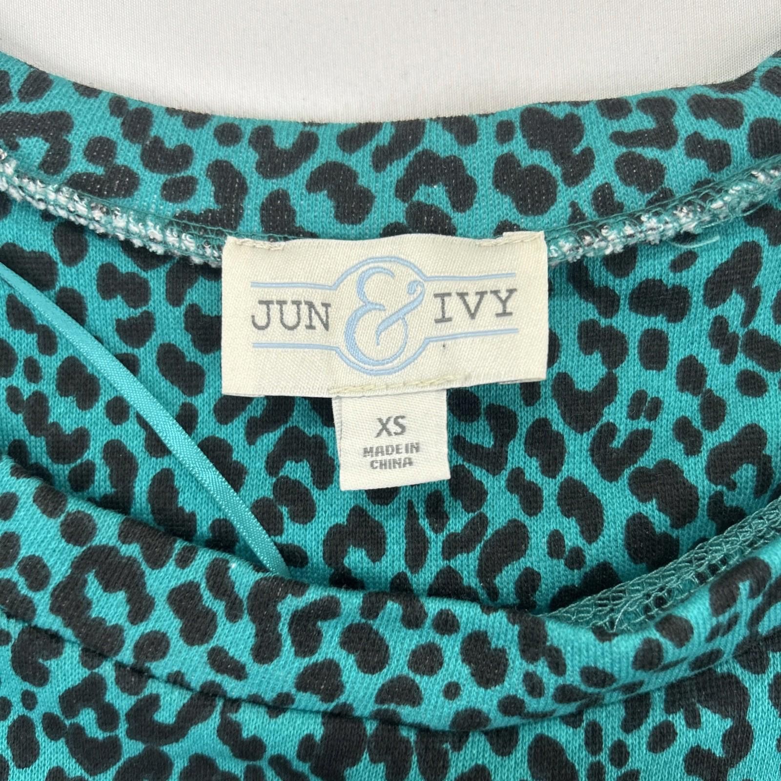 Designer JUN & IVY vintage animal print green black sweatshirt Sz-XS Size XS / US 0-2 / IT 36-38 - 9 Thumbnail