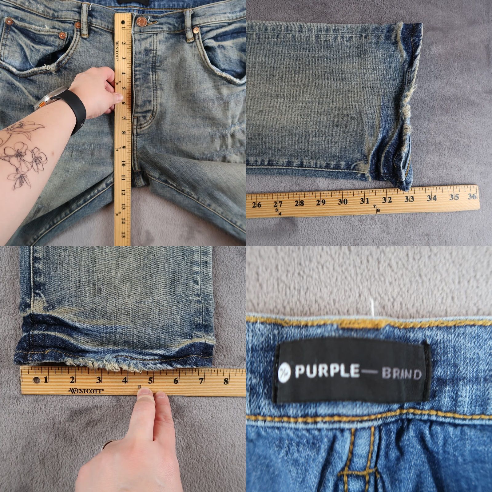 J Brand PURPLE BRAND Denim Jeans P001 Light Wash Blue Skinny 38 Men 5-Pocket Design Slim Regular Blue 90s Retro Hip Hop Vintage No Size US 38 / EU 54 - 8 Thumbnail