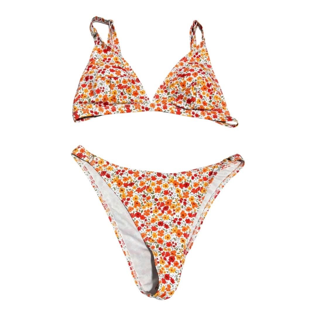 Shein Orange & Red Floral Bikini Size M Size M / US 6-8 / IT 42-44 - 3 Thumbnail