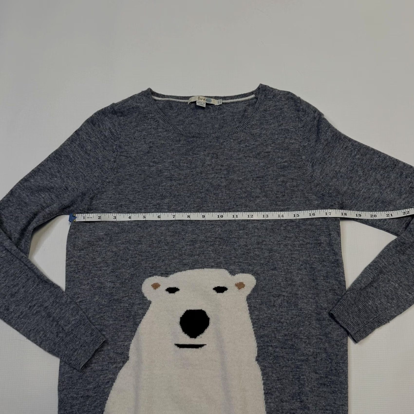 Boden VINTAGE Boden Sweater Womens Small Gray Polar Bear Intarsia Crewneck Soft Knit Pullover Size S / US 4 / IT 40 - 7 Thumbnail