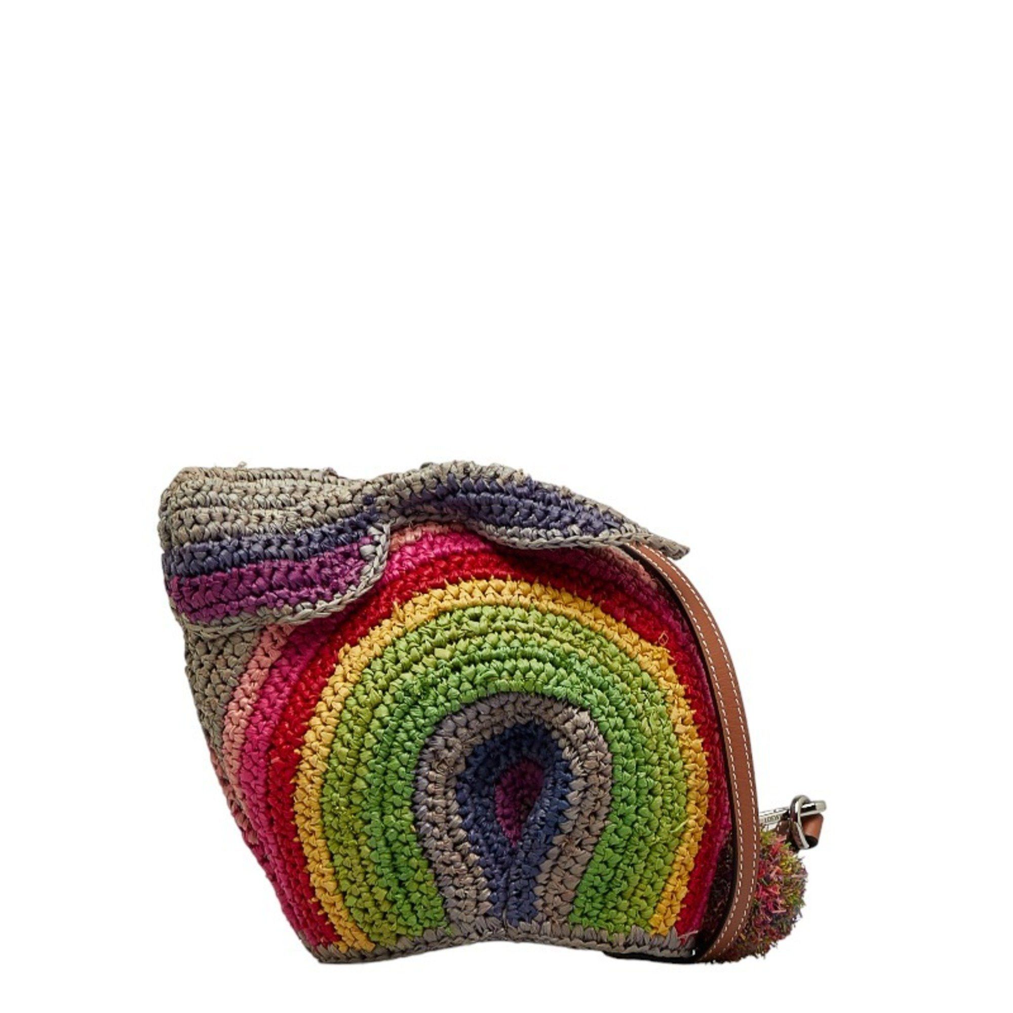 image of Loewe Animal Line Paula's Bunny Rainbow Mini Shoulder Bag Multicolor Raffia Leather Ladies, Women's