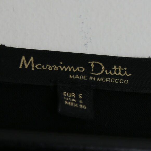 Massimo Dutti Massimo Dutti V-Neck Textured Trim Black Long Sleeve Blouse Size S / US 4 / IT 40 - 3 Thumbnail