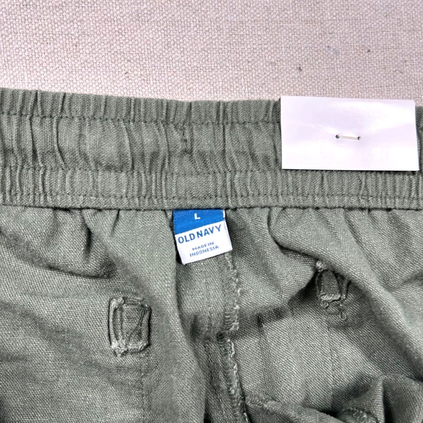 Old Navy Old Navy Pants Womens L Wide-Leg Linen Blend Olive Green Beachy Tropical Size 36" / US 14 / IT 50 - 4 Thumbnail