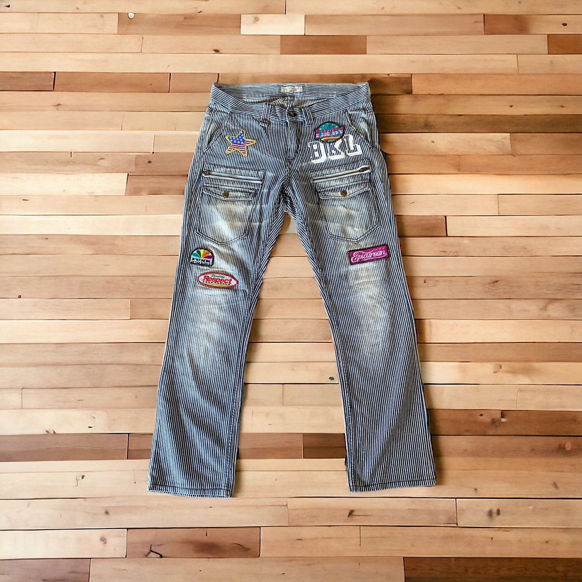 image of Hype x Hysteric Glamour Vintage Place Plan Red Label Hickory Bush Pant Style in Blue (Size 32)