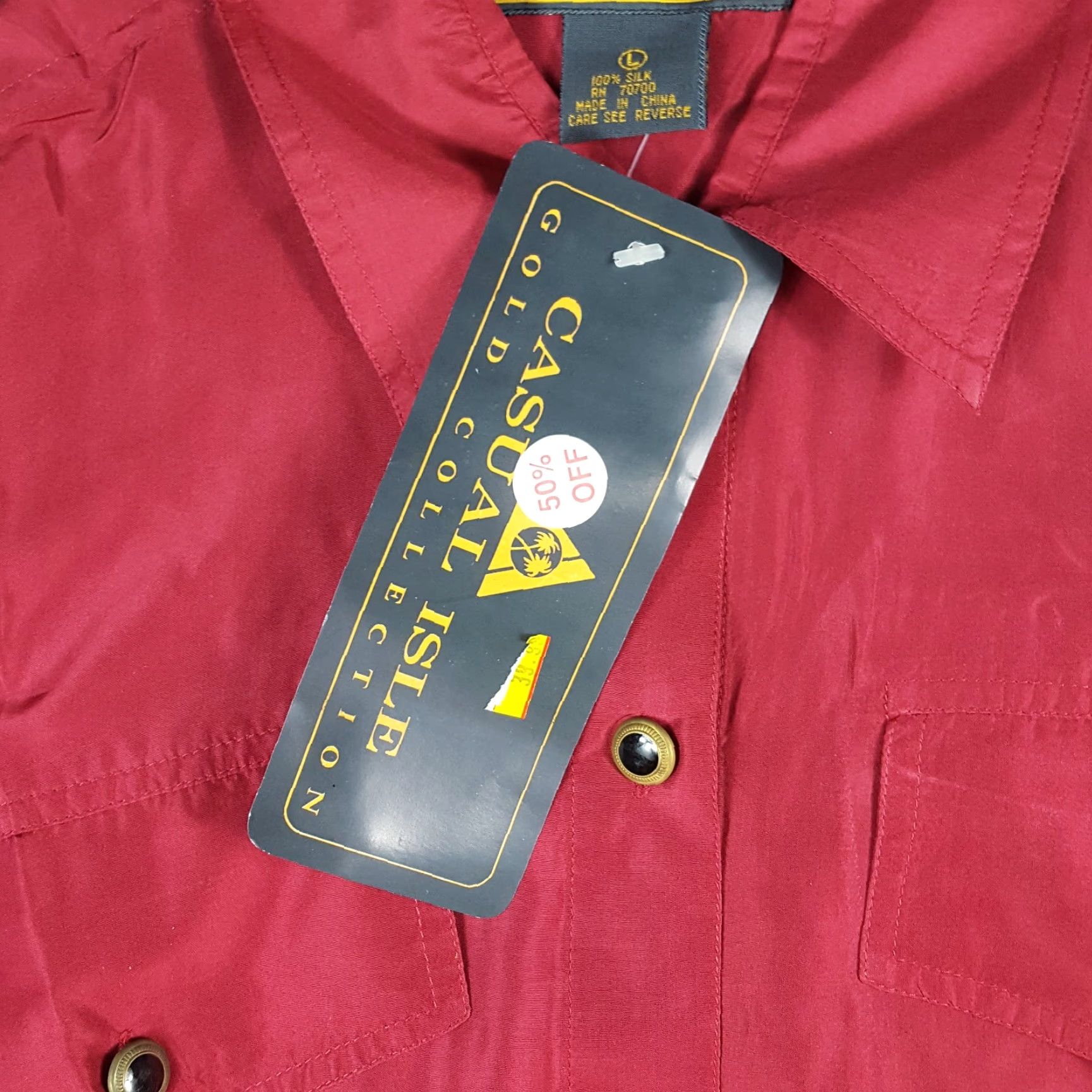 Vintage Vintage Casual Isle Women's Silk Golf Shirt L Red Long Sleeve Collared Button-Up 80s Preppy Retro Size L / US 10 / IT 46 - 8 Thumbnail