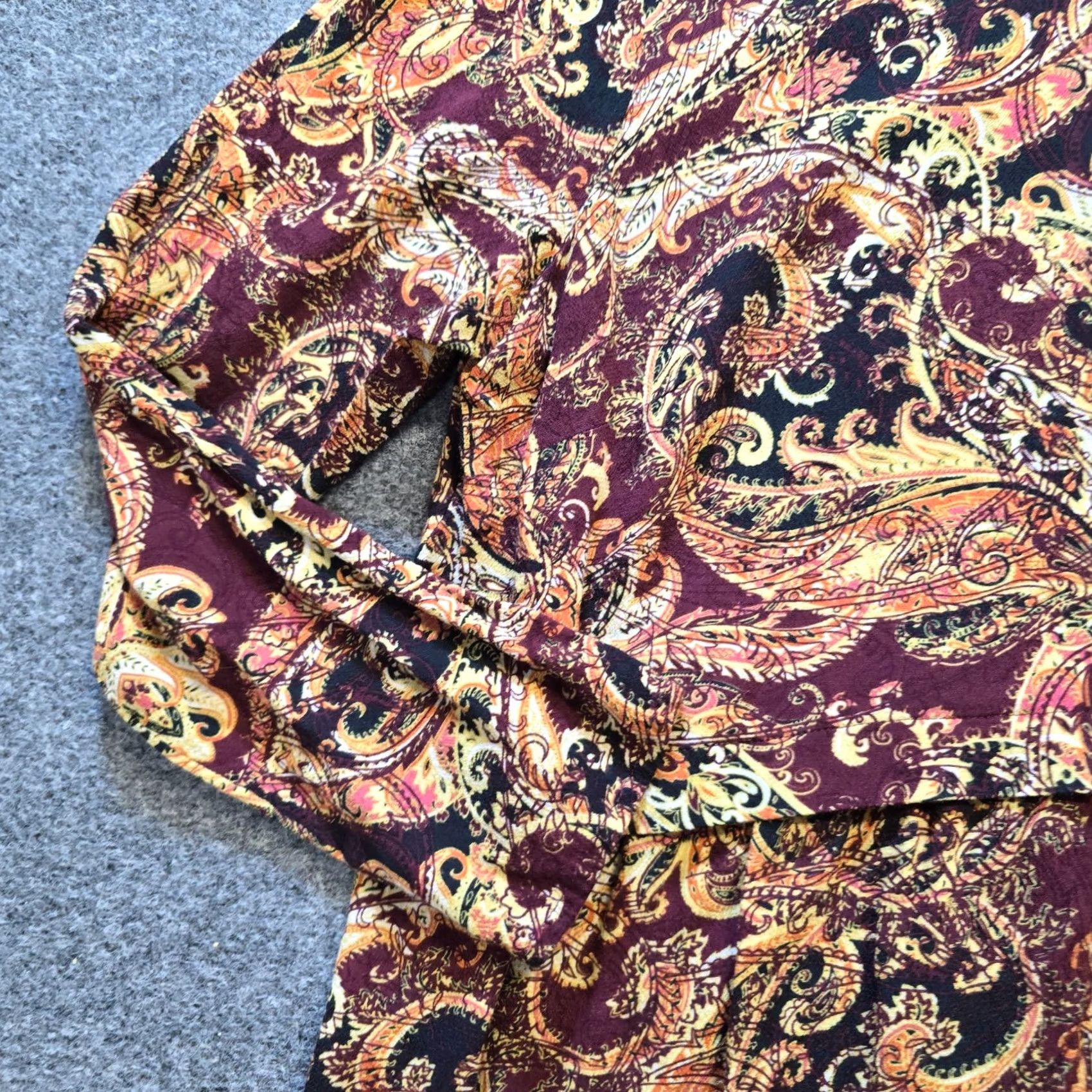 J. Jill J Jill Top Women L Brown Yellow Paisley Tunic Long Sleeve Career Casual Shirt Size L / US 10 / IT 46 - 3 Thumbnail