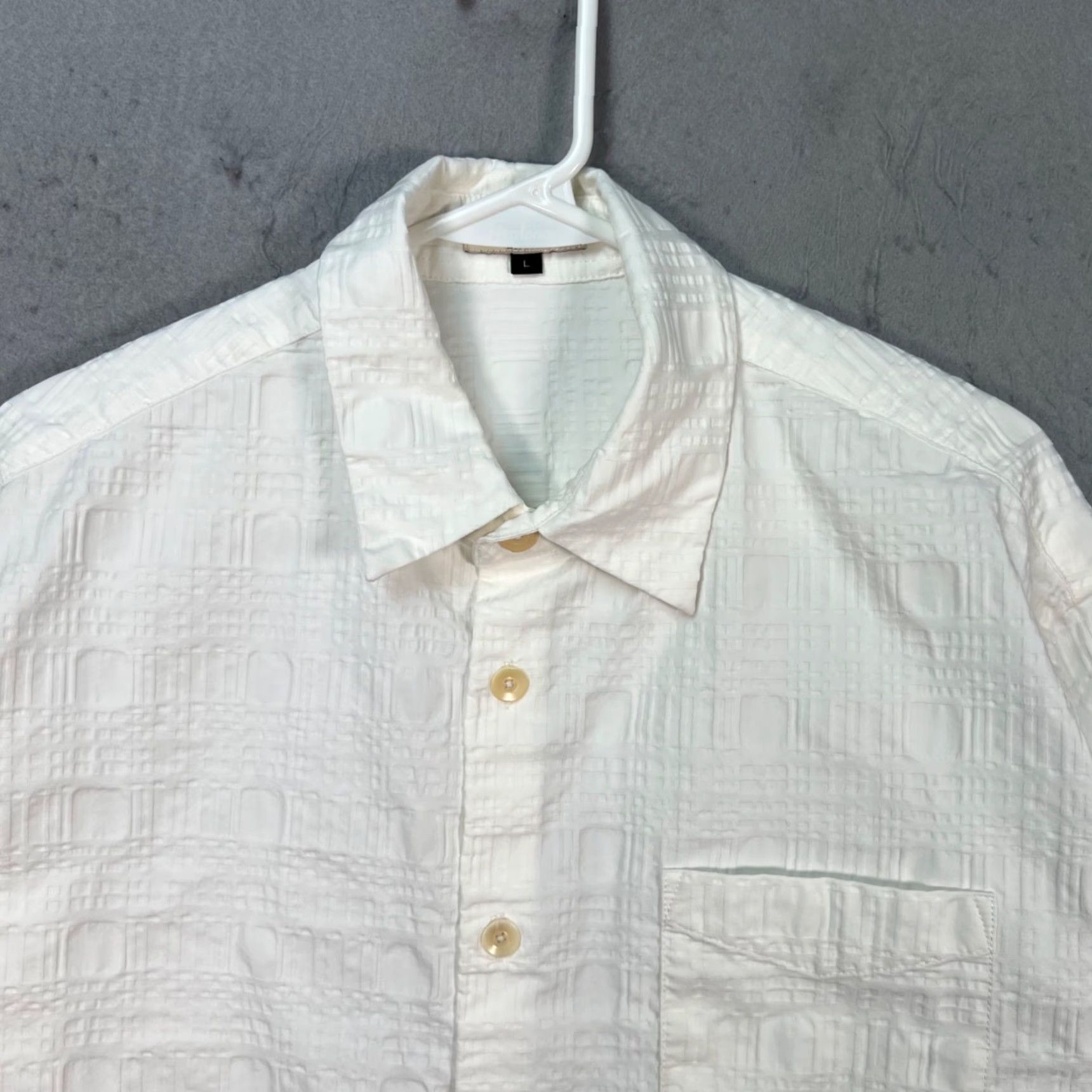 Vintage Waterever Mens Large White Textured Button-Up Shirt Long Sleeve Size US L / EU 52-54 / 3 - 7 Thumbnail