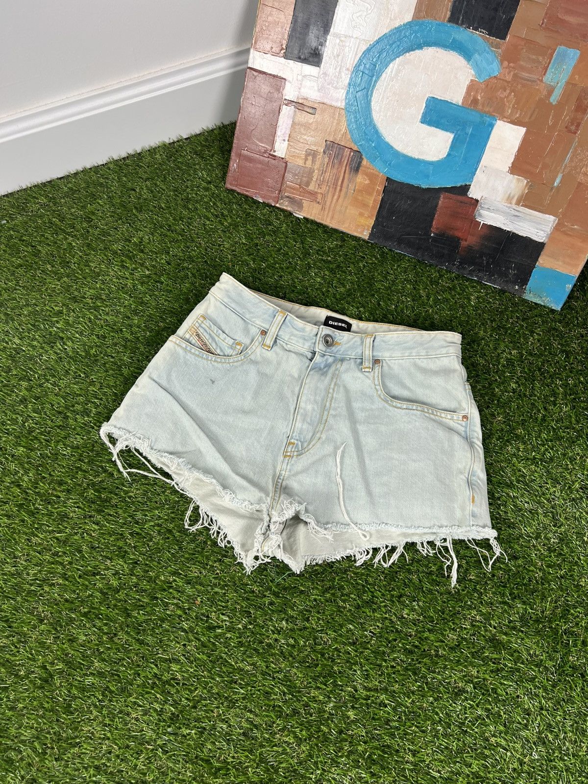 Diesel Women’s Denim Cut Off Mini Shorts Blue Size 27