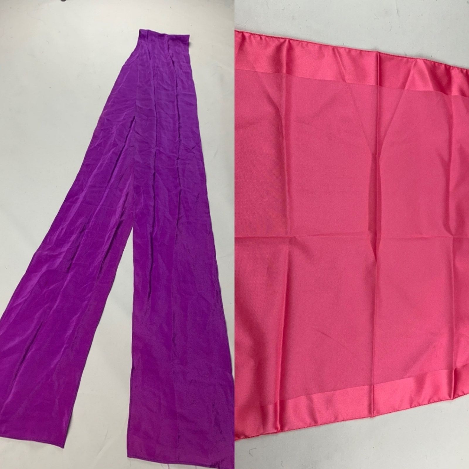 Other 2 vintage Scarves Solid Pink & Purple Square & Rectangle Size ONE SIZE - 1 Thumbnail