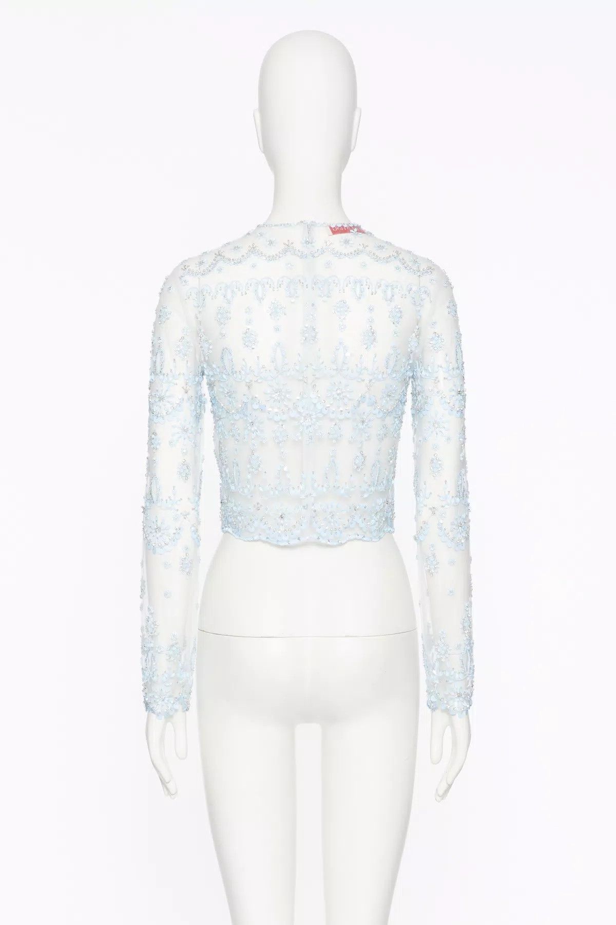 Valentino o1s1wg110426 Sheer Lace Top in Blue Size M / US 6-8 / IT 42-44 - 2 Thumbnail