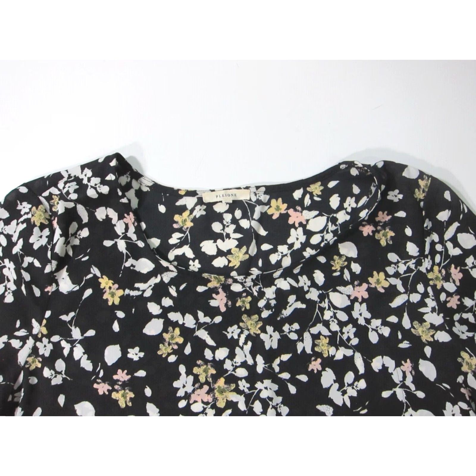 Pinko Pleione Sheer Black Pink Yellow Floral Tunic Blouse Top Shirt Women Medium Size M / US 6-8 / IT 42-44 - 4 Thumbnail