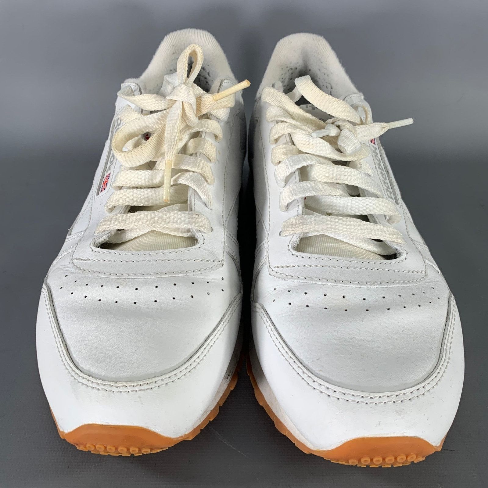 Reebok REEBOK Size 9 White Mixed Patterns Leather Runner Sneakers Size US 9 / EU 42 - 4 Thumbnail