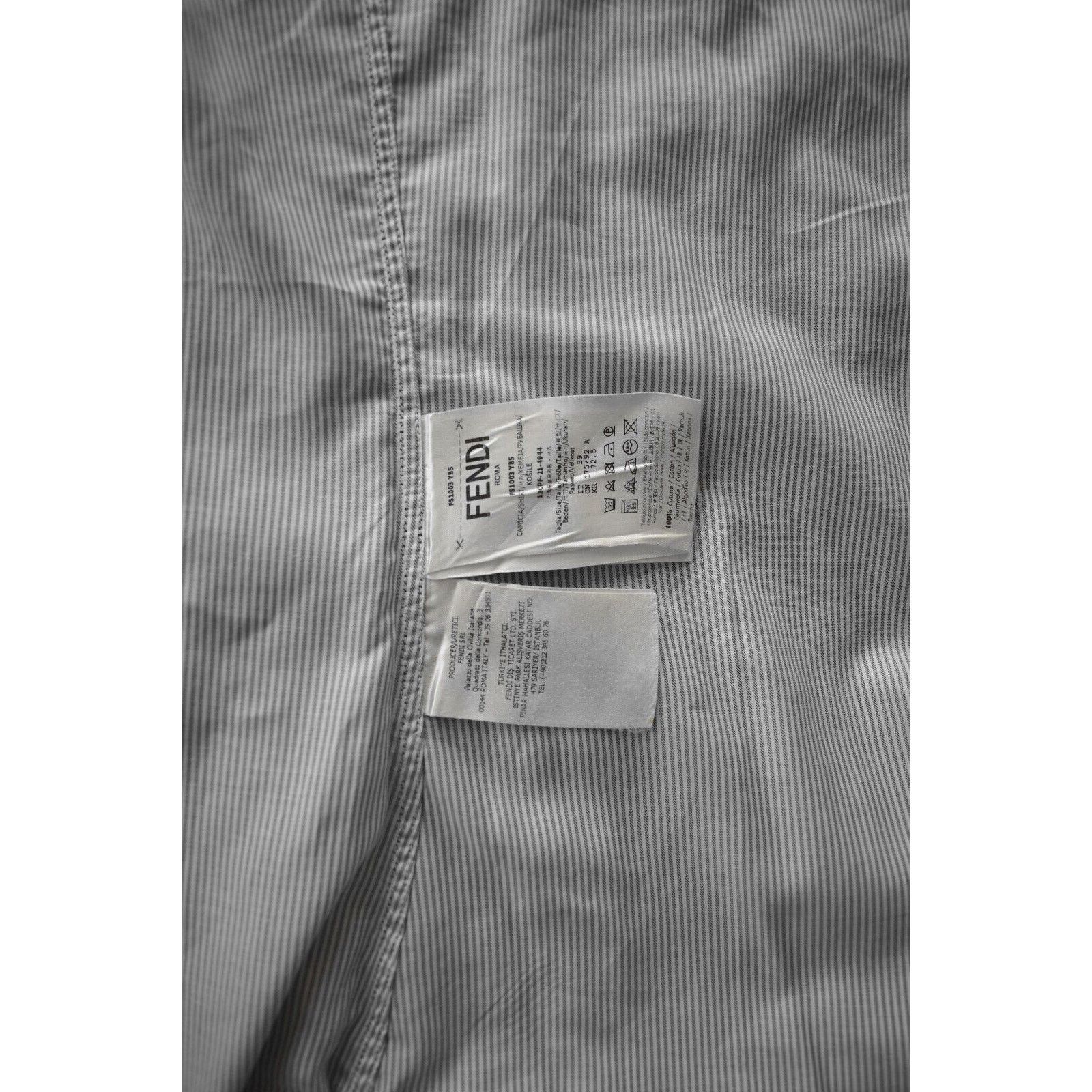 Fendi FENDI Stripe Embroidered FF Karligraphy Logo Shirt Sz IT 39 Size US M / EU 48-50 / 2 - 4 Thumbnail