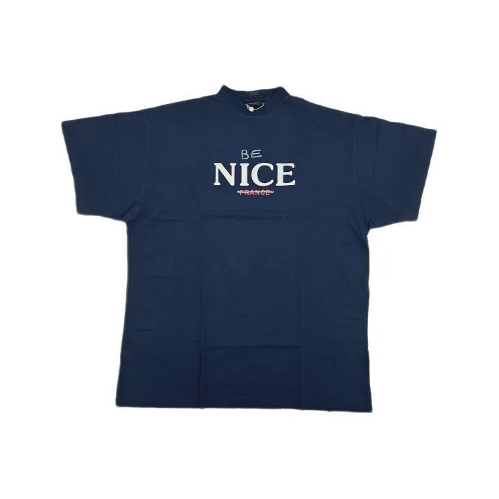 Balenciaga Balenciaga Blue Letter Print Short Sleeve T-Shirt 0079-2507 Size S / US 4 / IT 40 - 2 Thumbnail