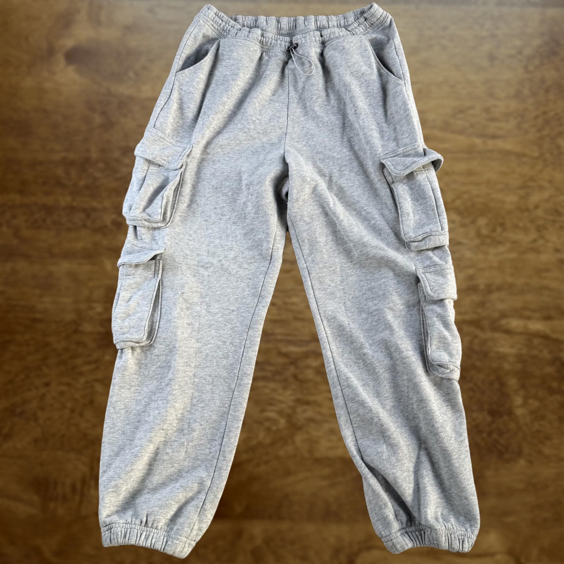 Vintage Aéropostale Sweatpants Womens Large Gray Fleece Side Cargo Joggers Elastic Waist Size 36" / US 14 / IT 50 - 1 Thumbnail