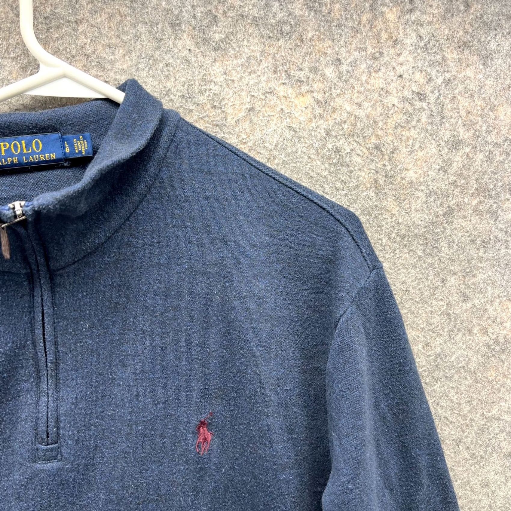Ralph Lauren VINTAGE Polo Ralph Lauren Sweater Men Large Heather Blue Pullover 1/4 Zip Fleece Pony Shirt Pull over Size US L / EU 52-54 / 3 - 6 Thumbnail