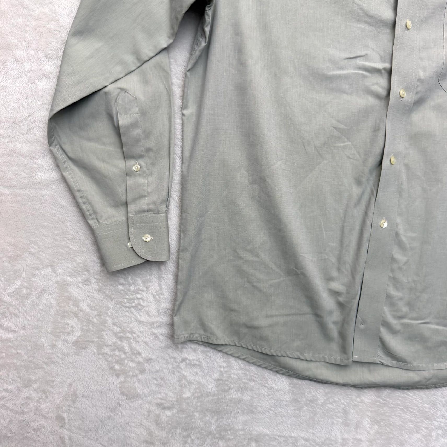 Eton Eton Shirt Mens XL Gray Solid Spread Collar Dress Button Up Size 42R - 6 Thumbnail