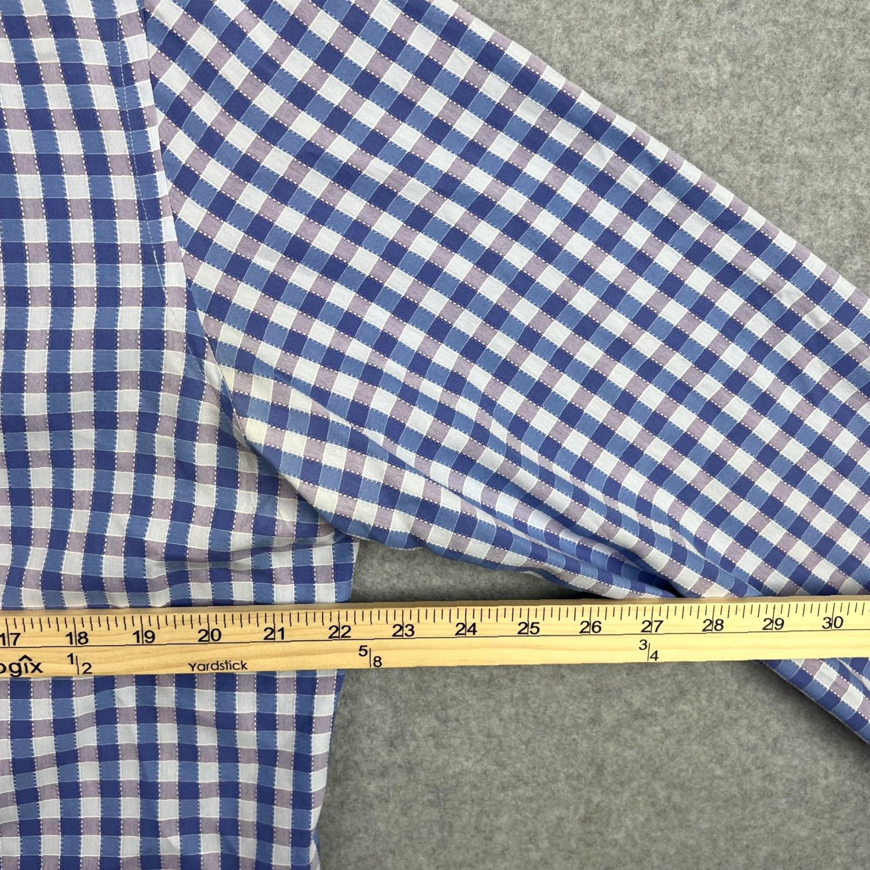 Robert Graham Robert Graham Shirt Mens 16 Blue Gingham Check Long Sleeve Button Front Cotton Dress Shirt Size US L / EU 52-54 / 3 - 2 Thumbnail