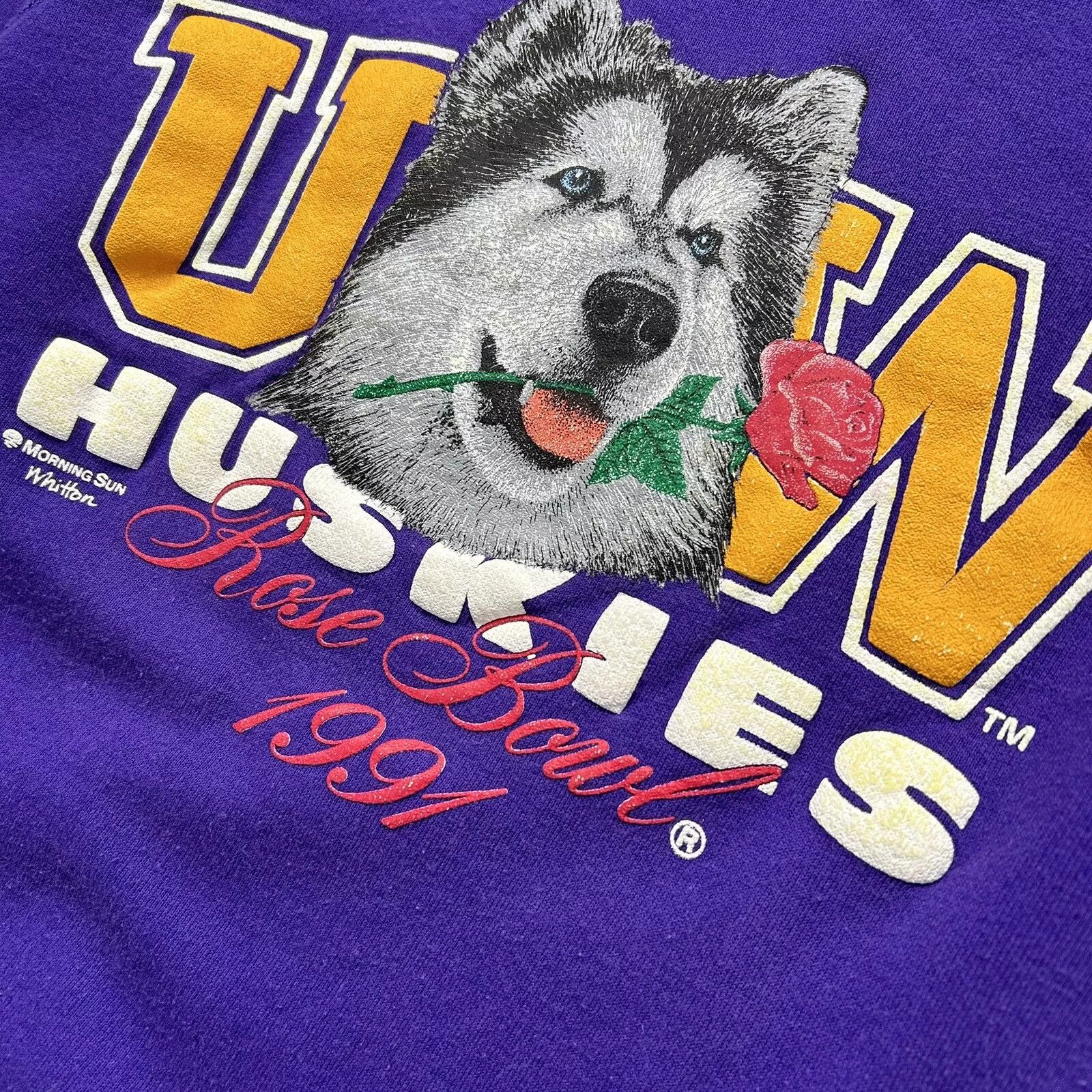 NCAA × Vintage WASHINGTON HUSKIES ROSE BOWL 1991 SWEATSHIRT SIZE M HANES Size US M / EU 48-50 / 2 - 3 Thumbnail