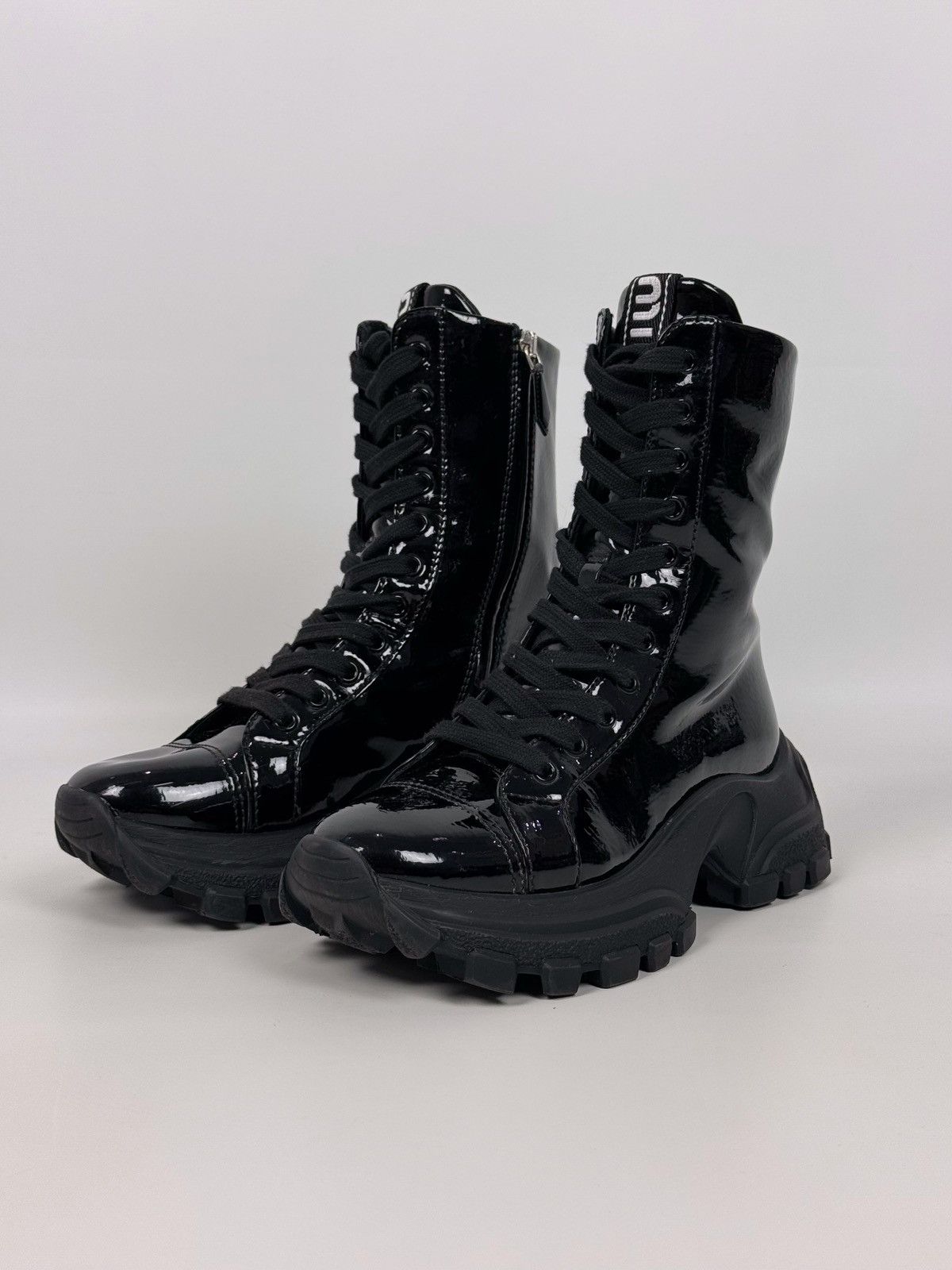 Miu Miu Miu Miu by Prada Paten-Finish Lace-Up Women’s Boots Size US 6 / IT 36 - 1 Thumbnail