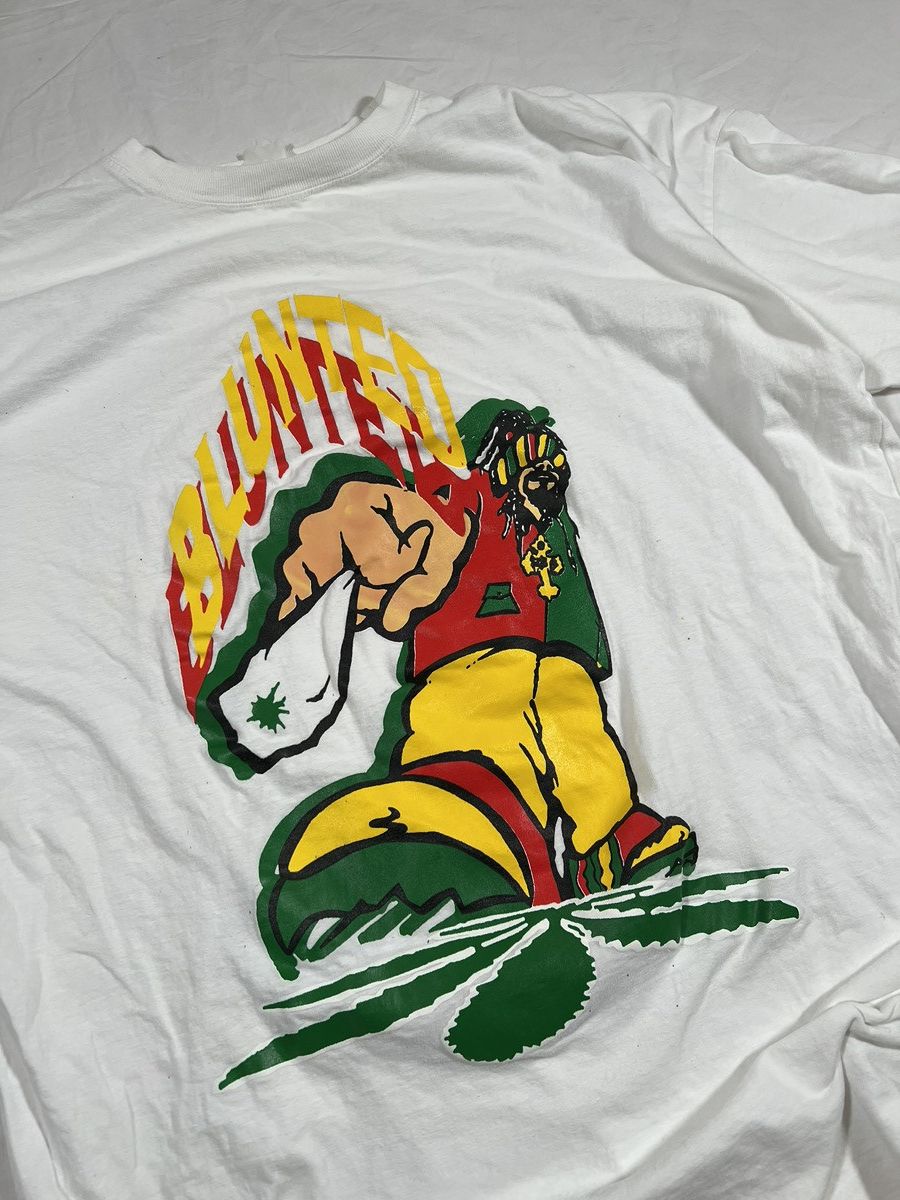 Vintage Vintage 90s Rasta Weed Blunted Hip Hop Baggy Tee Size US XL / EU 56 / 4 - 2 Thumbnail