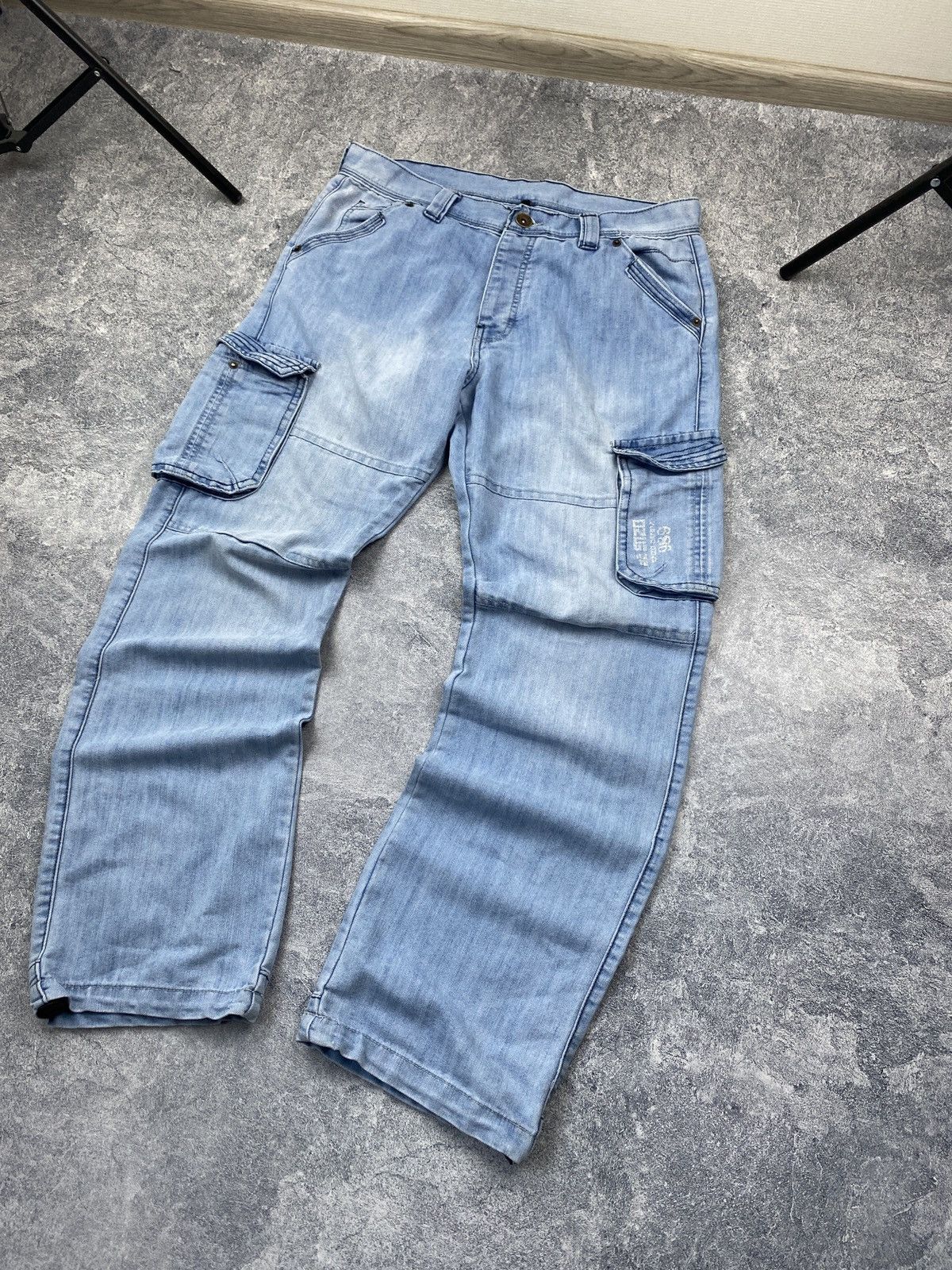 Japanese Brand × Vintage Cargo Jeans Dirty Pants crash denim thrashed y2k distressed Size US 34 / EU 50 - 3 Thumbnail