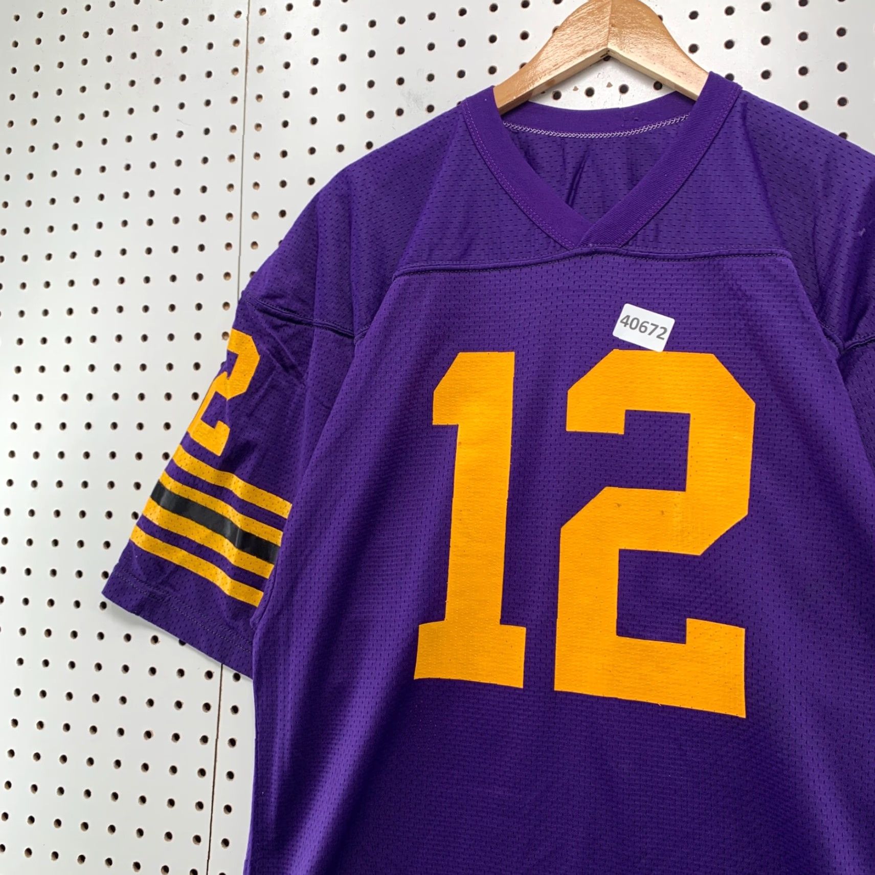 Russell Athletic VINTAGE 70s Russell Athletic Football Jersey Mens Large Purple Graphic Print #12 Walsh USA Size US L / EU 52-54 / 3 - 6 Thumbnail