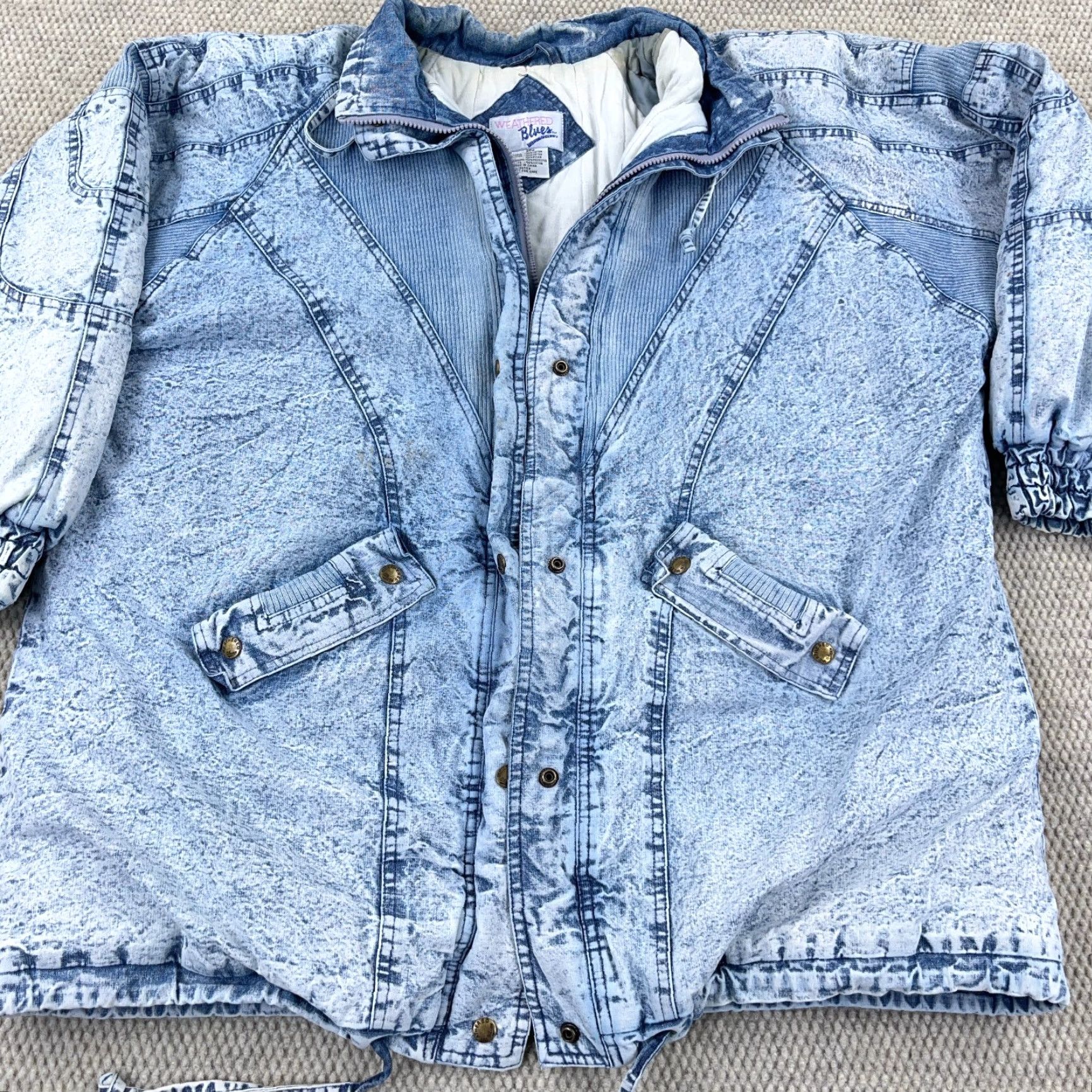 Denime VINTAGE Weathered Blues Denim Jacket Women 20W Casual Bomber Coat Fall Winter Spring Oversized Blue 80s 90s Size 3XL / US 20-22 - 5 Thumbnail