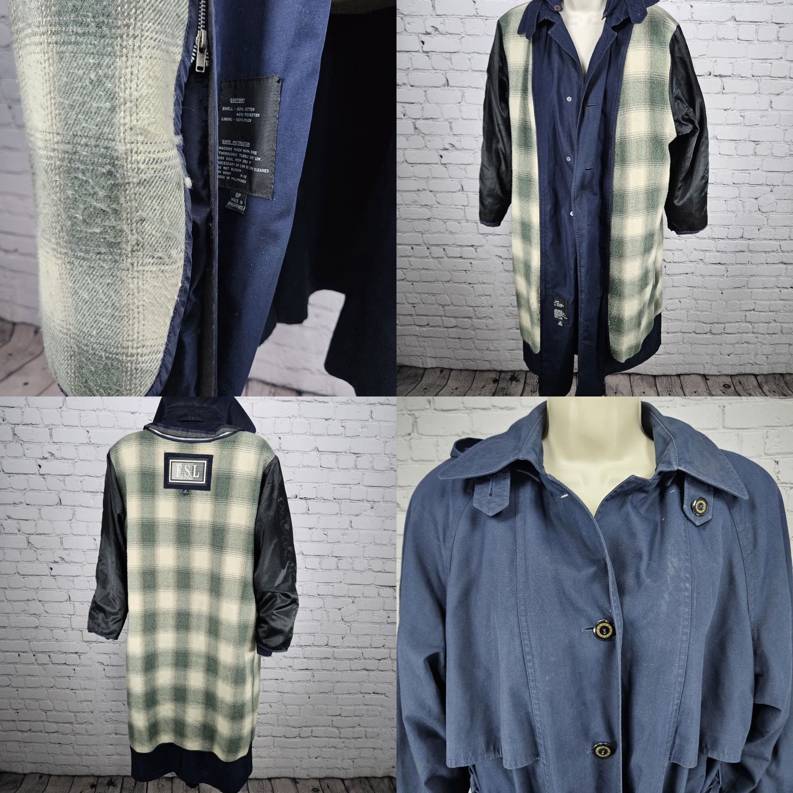Vintage VINTAGE F.S.L Collection Coat Belted Hooded Removable Lining Trench Navy Blue 8P Women Size M / US 6-8 / IT 42-44 - 9 Thumbnail