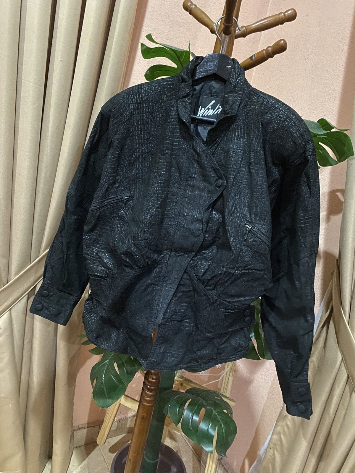 Other Vintage Winlit Genuine Leather Black Embossed Pattern Jacket Size US M / EU 48-50 / 2 - 2 Thumbnail