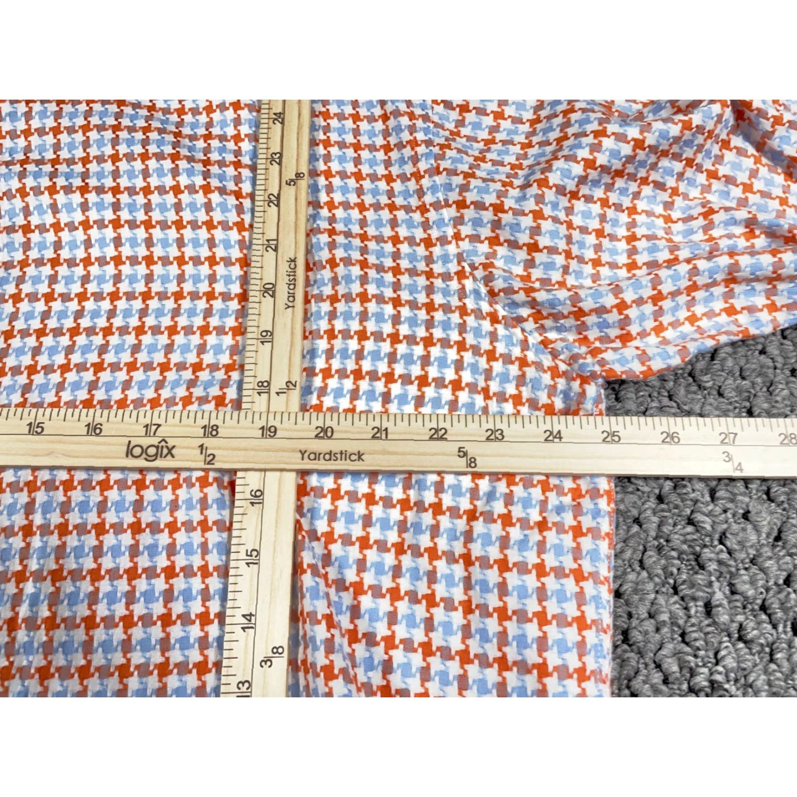 Luchiano Visconti VINTAGE Visconti Flip-Cuff Shirt Men XL Orange Blue Houndstooth Paisley Trim Button-Down Cotton Shirt Size US XL / EU 56 / 4 - 6 Thumbnail