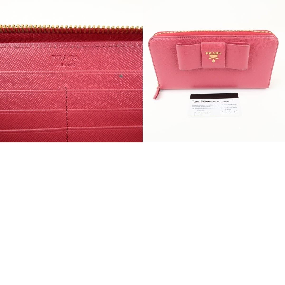 Prada Prada Saffiano Bow Zip Around Wallet Pink Size ONE SIZE - 8 Thumbnail