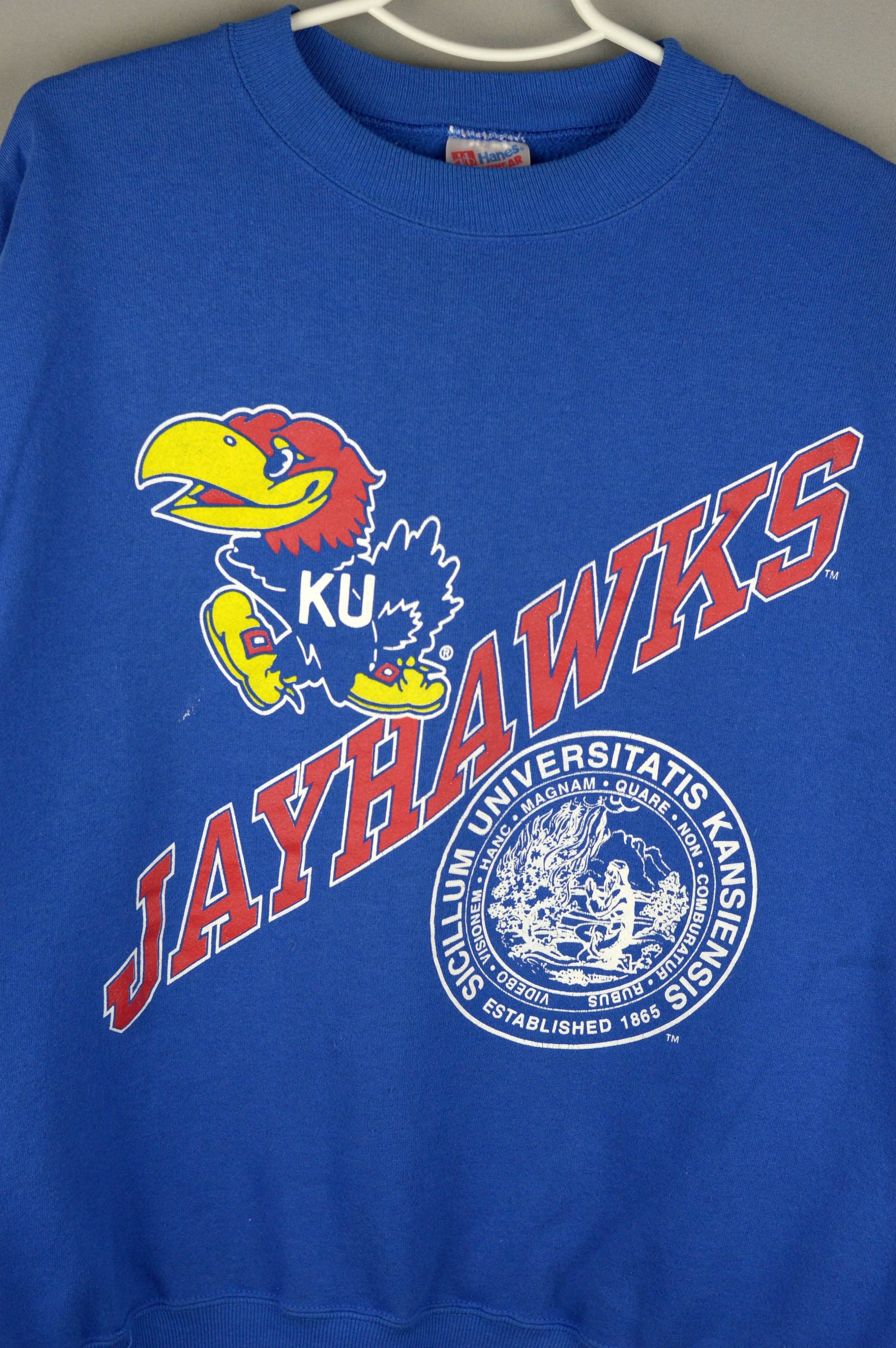 Hanes × Vintage Vintage Jayhawks 90s sweatshirt Size US XL / EU 56 / 4 - 2 Thumbnail