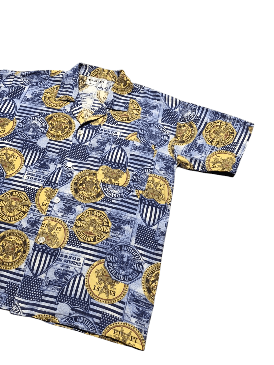 Japanese Brand 80s-90s Vintage Ranian All Over Print Open Collar Shirt Rare Size US L / EU 52-54 / 3 - 6 Thumbnail