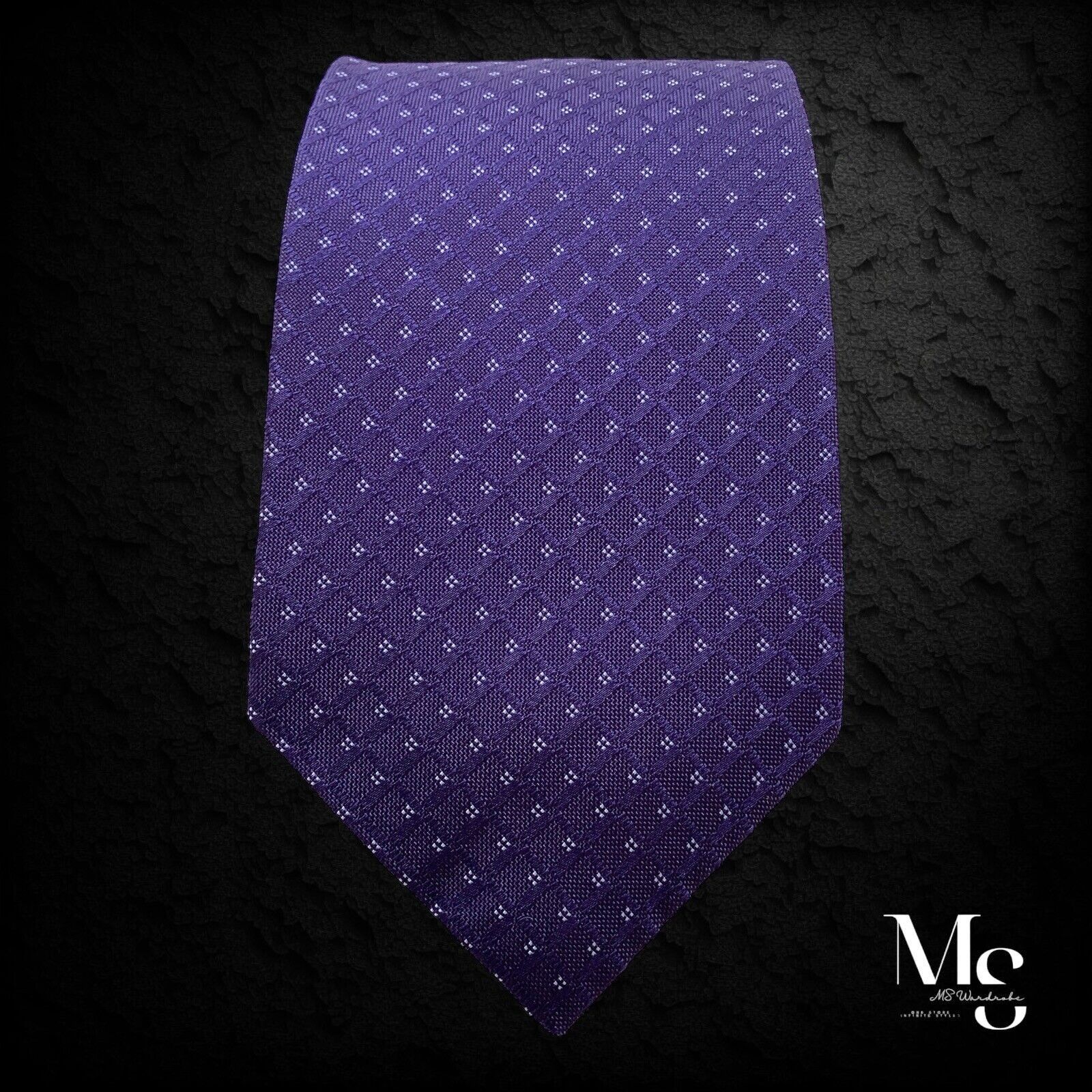 Figaret ALAIN FIGARET 7Fold Blue Geometric Silk Tie Italy W:3.25" EX Size ONE SIZE - 6 Thumbnail