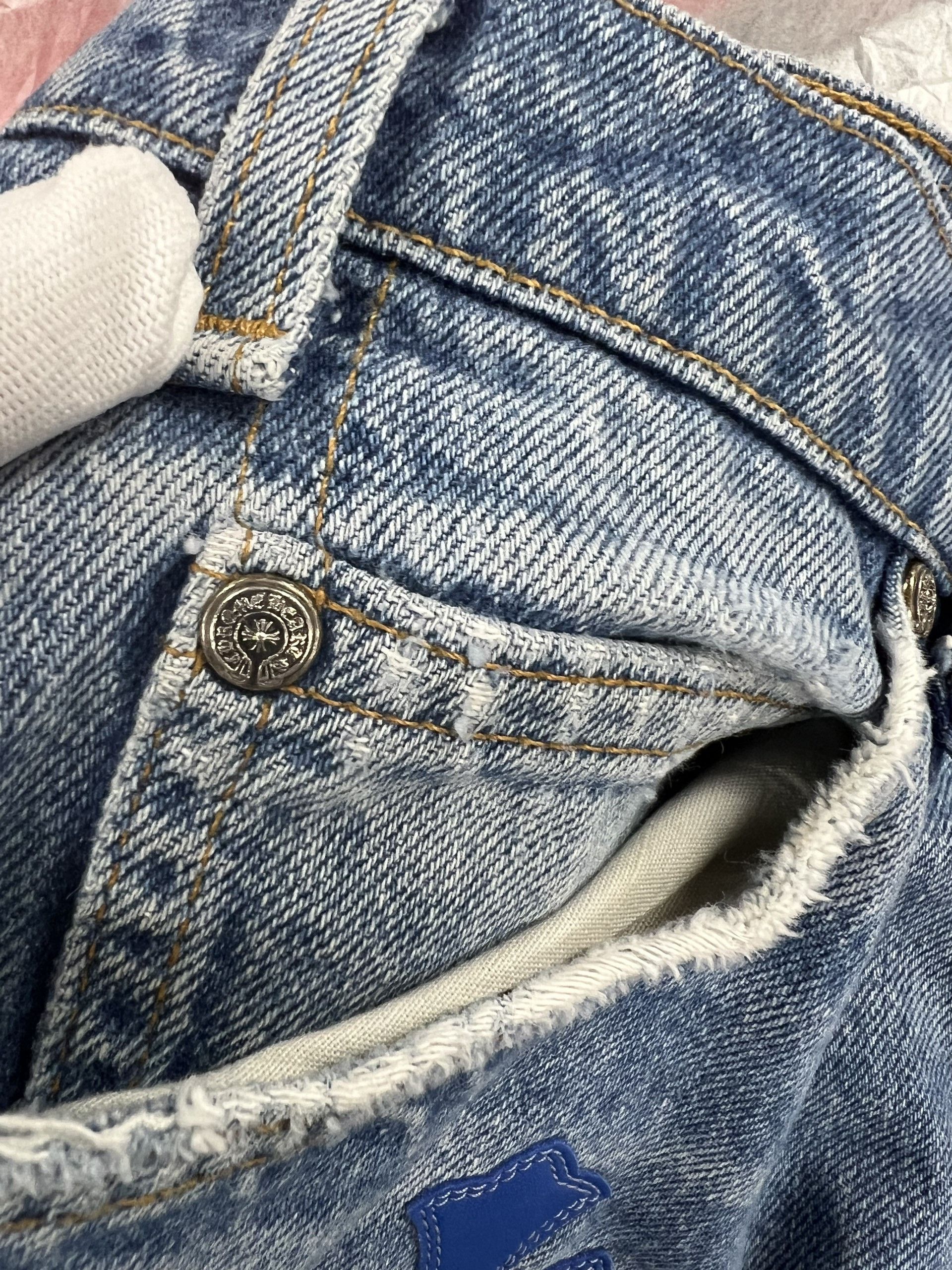 Chrome Hearts Chrome Hearts Vintage Levi's Stencil Cross Patch Denim Blue Size US 33 - 16 Thumbnail