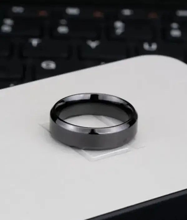 Designer Black Stainless Steel Weeding Ring Size ONE SIZE - 3 Thumbnail