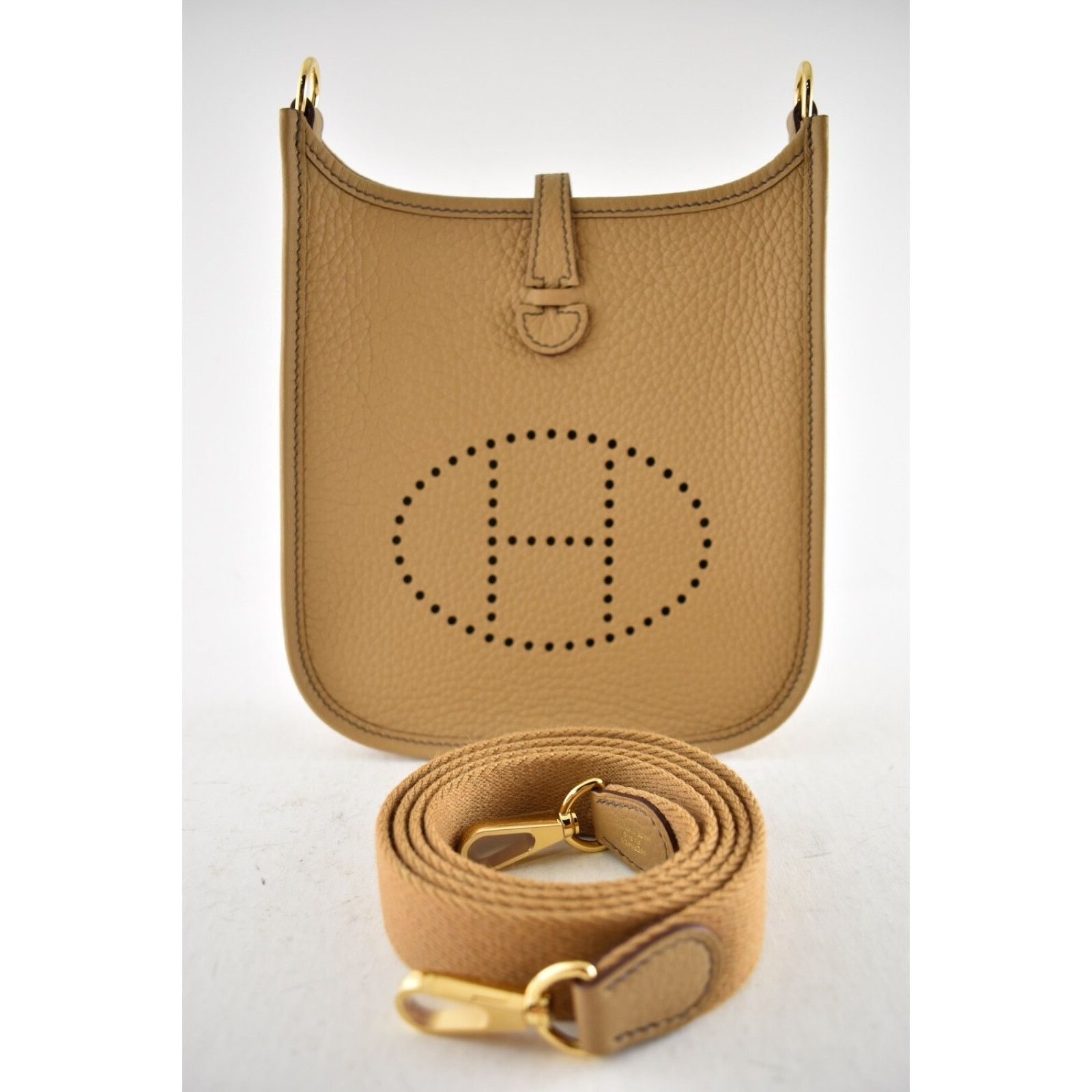 Hermes Hermes Mini Evelyne Camel Gold Leather Crossbody Bag Size ONE SIZE - 3 Thumbnail