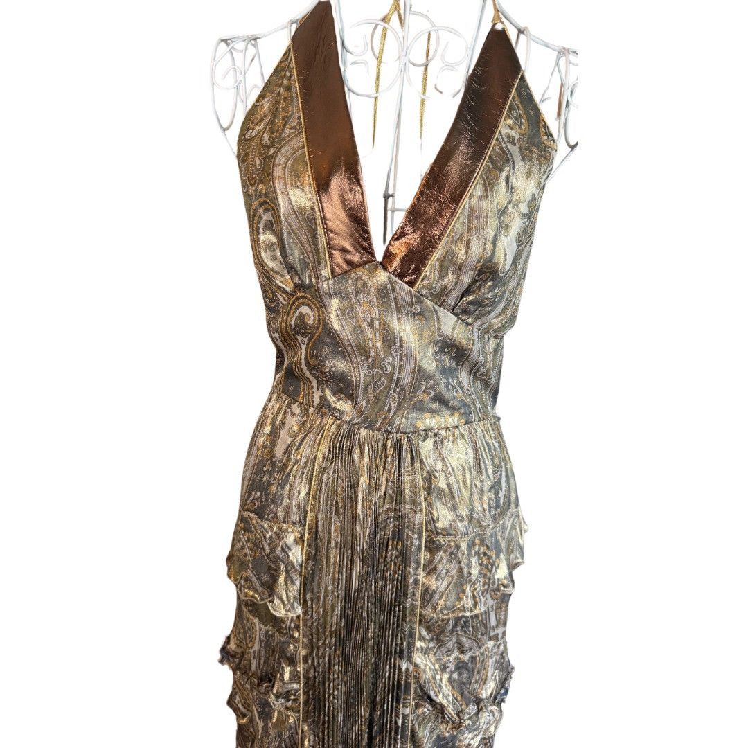 Dolce & Gabbana Dolce & Gabbana Vintage Gold Metallic Maxi Halter Dress Size S / US 4 / IT 40 - 2 Thumbnail