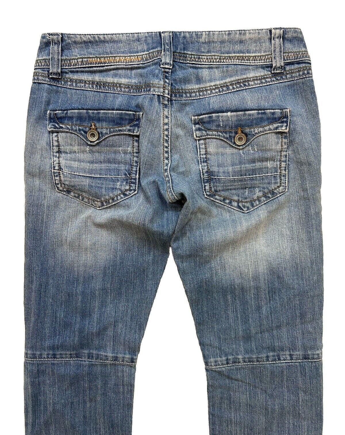 Designer Vintage Y2K Blue Jeans TRF Denim Skinny Low rise Panel Sz 4 Size 27" / US 4 / IT 40 - 10 Thumbnail
