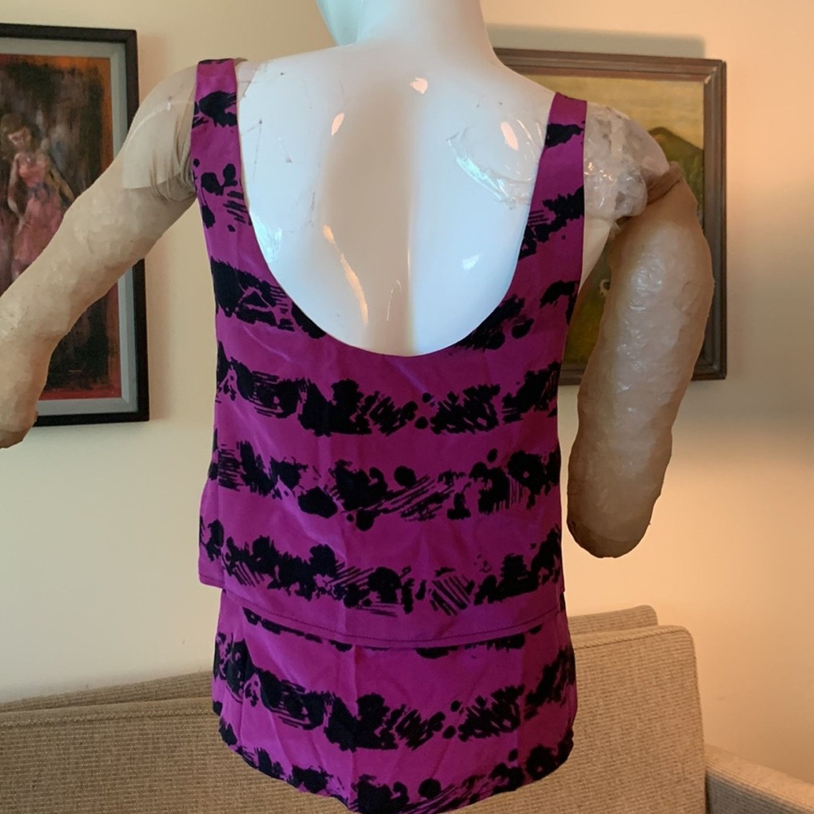 Vintage LARSEN GRAY sleeveless silk tier top blouse Size S / US 4 / IT 40 - 5 Thumbnail