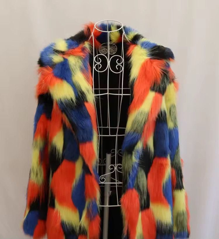Other Streetwear Designer Colourful Fur Warm Midi Coat Size L / US 10 / IT 46 - 3 Thumbnail